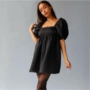 NWT Urban Outfitters Alexa Taffeta Puff Sleeve Tie Back Mini Dress